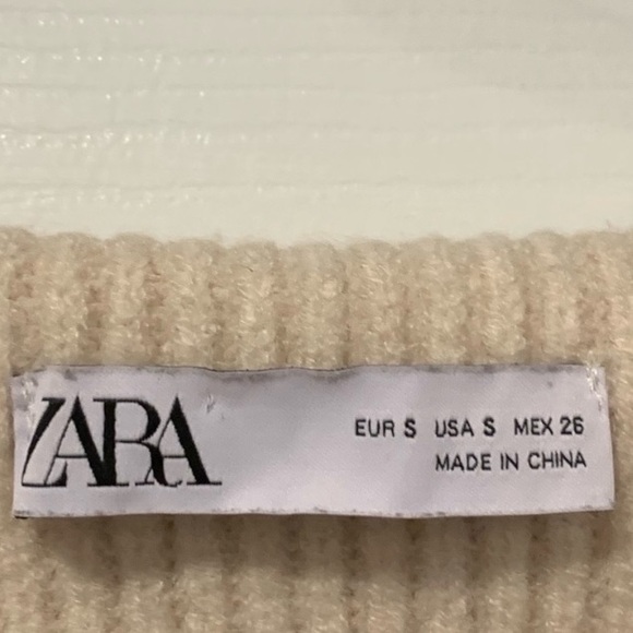 Zara Ecru Rib Knit Zip Cardigan Sweater - Picture 4 of 4